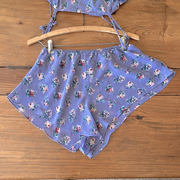 Vintage La Senza Sheer Blue Floral Two Piece Lingerie - Picture 5 of 5